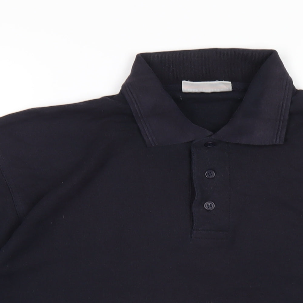 Absolute Apparel Mens Blue Cotton Polo Size M Collared Button