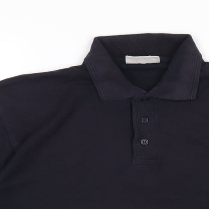 Absolute Apparel Mens Blue Cotton Polo Size M Collared Button