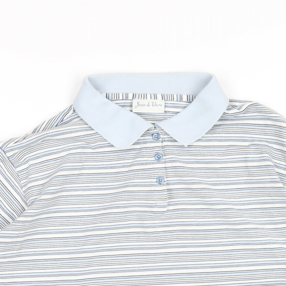 Womens UK Size 16 Joie de Vivre Blue Basic Polo
