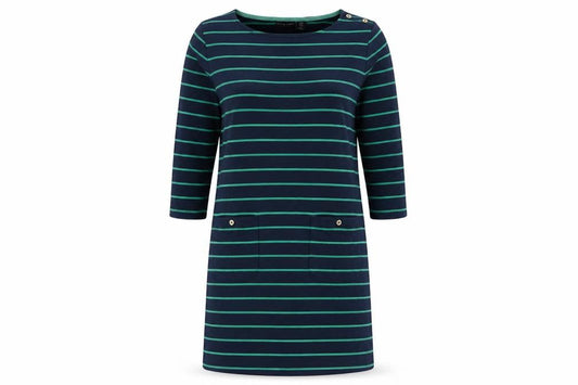 Adrienne Vittadini Womens Blue Striped Cotton A-Line Size M Round Neck Pullover