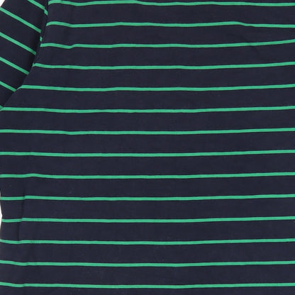 Adrienne Vittadini Womens Blue Striped Cotton A-Line Size M Round Neck Pullover