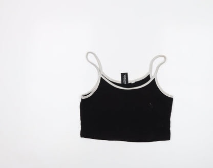 Womens UK Size 14 COLLUSION Black Cropped Tank