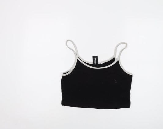 Womens UK Size 14 COLLUSION Black Cropped Tank