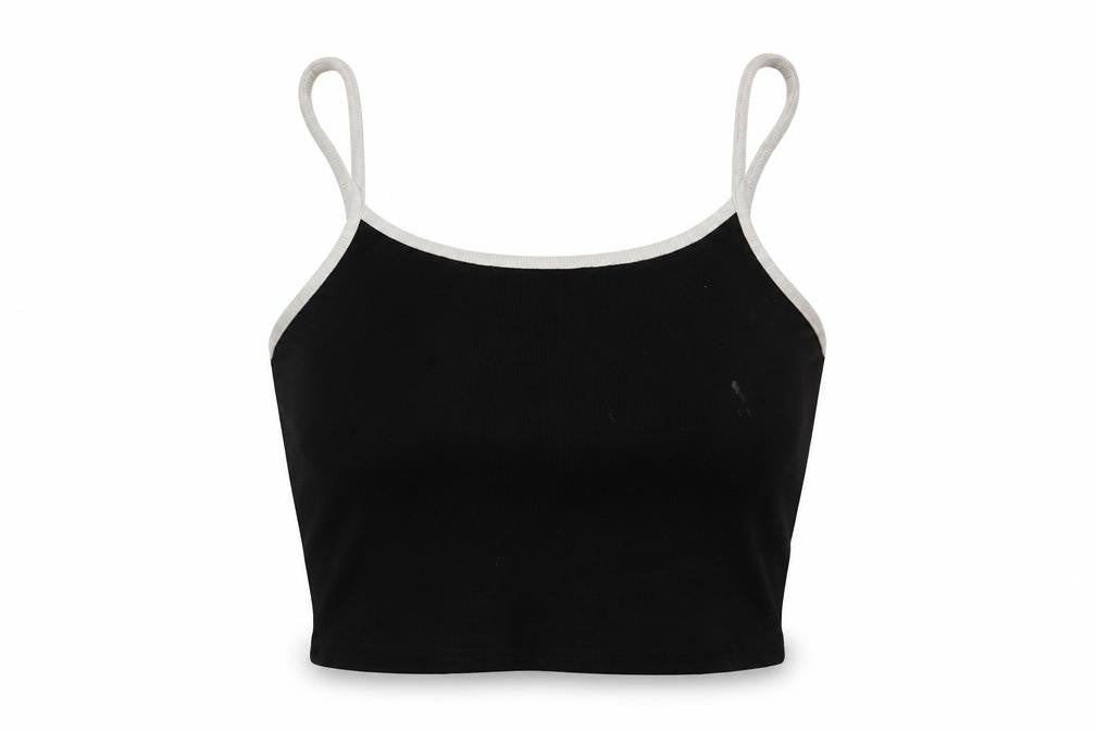 Collusion Womens Black Cotton Cropped Tank Size 14 Round Neck
