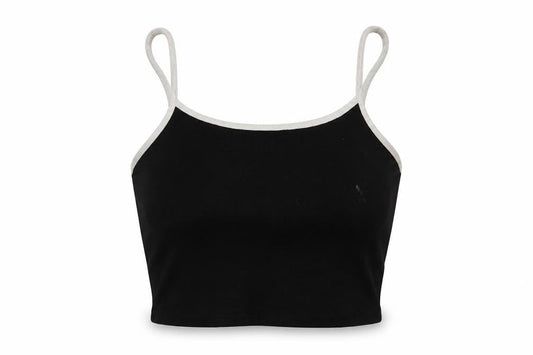 Collusion Womens Black Cotton Cropped Tank Size 14 Round Neck