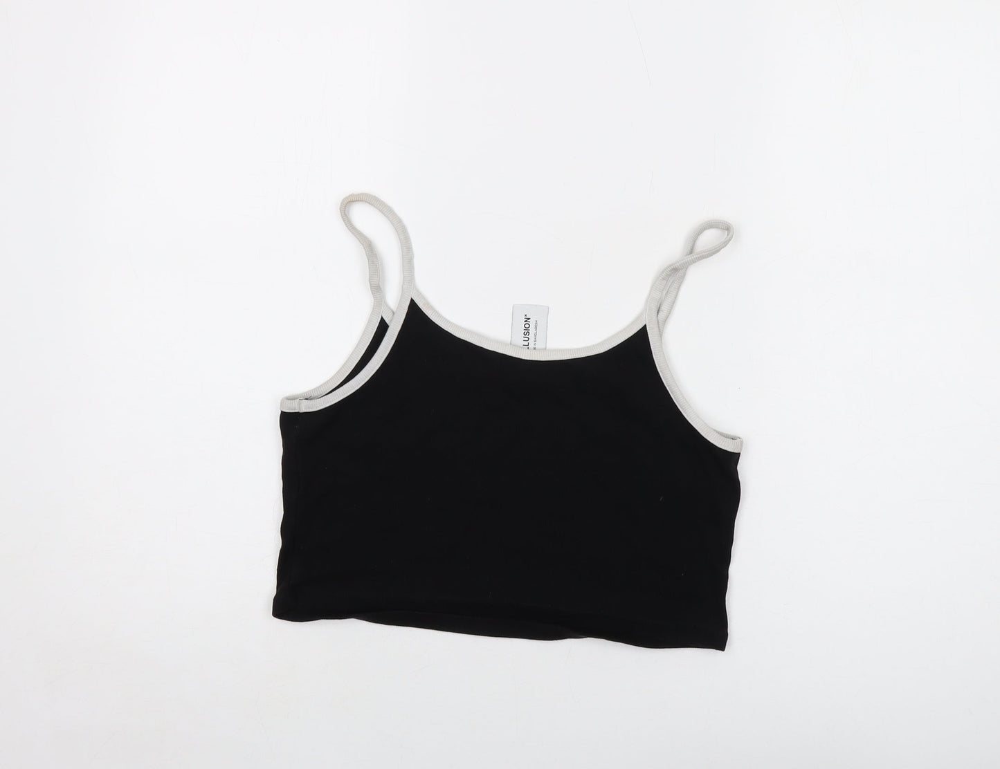 Womens UK Size 14 COLLUSION Black Cropped Tank