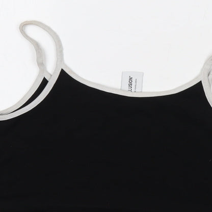 Womens UK Size 14 COLLUSION Black Cropped Tank