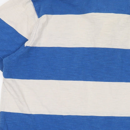 Lee Cooper Mens Blue Striped Cotton Polo Size L Collared Button