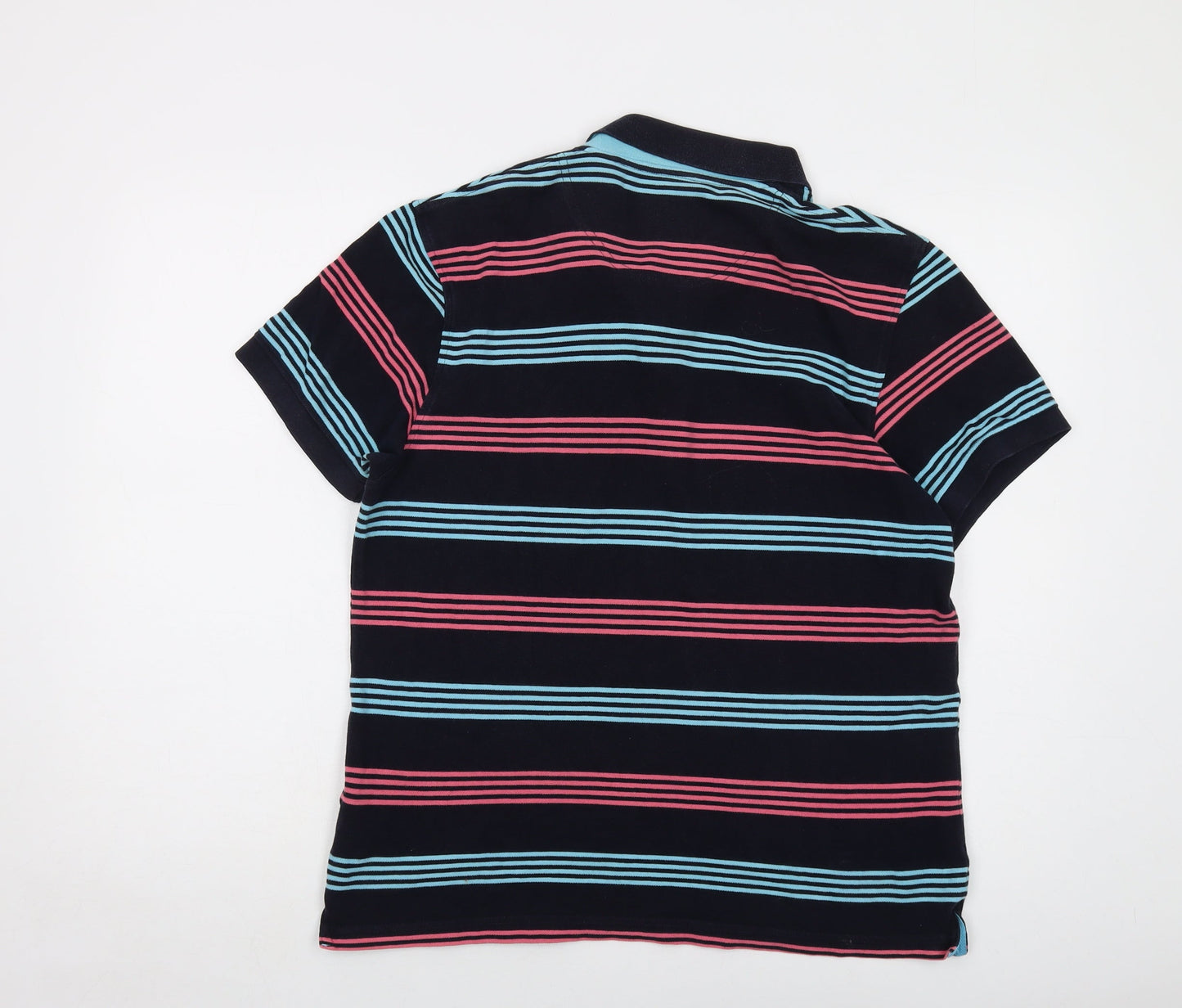 Stone Bay Mens Blue Striped Cotton Polo Size M Collared Button