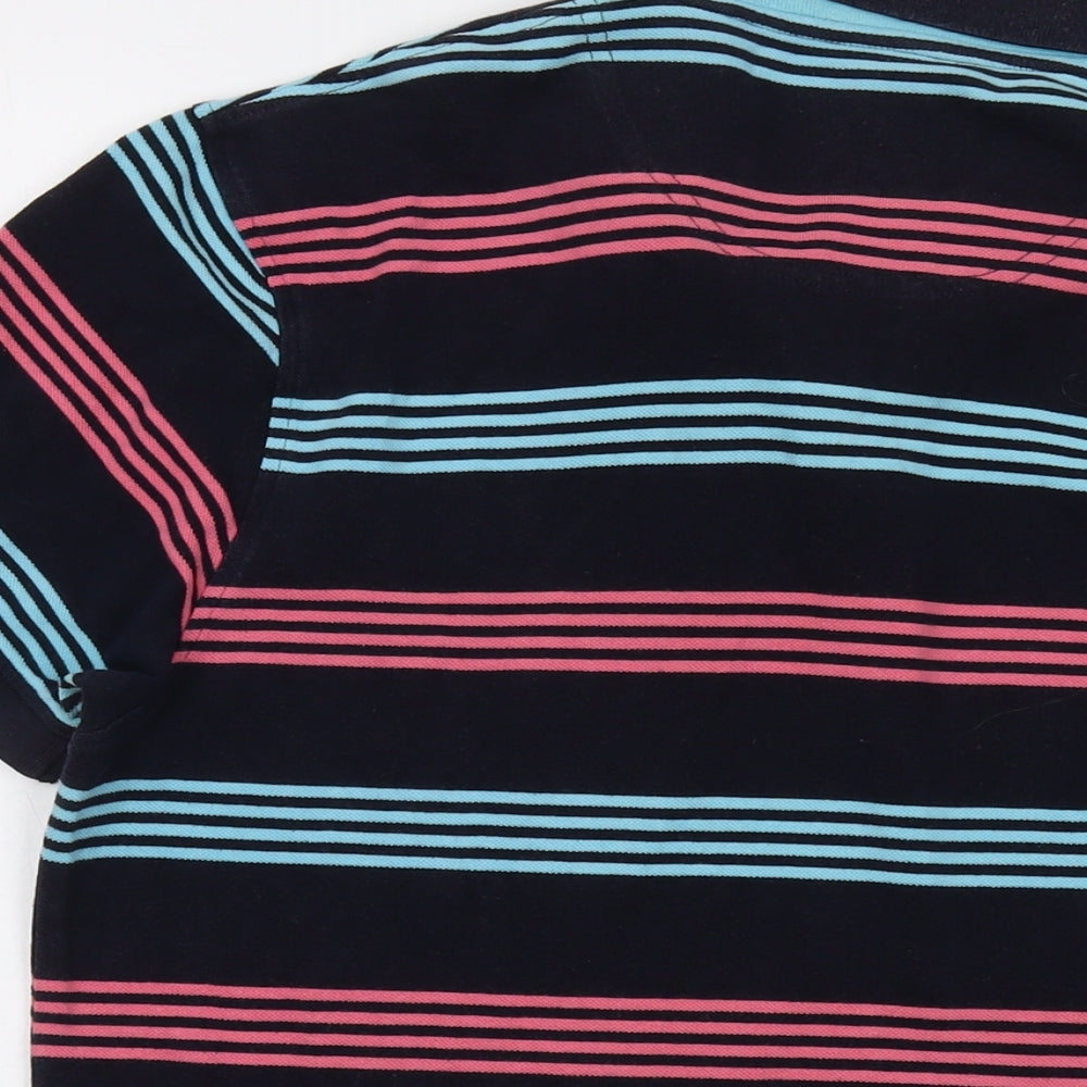 Stone Bay Mens Blue Striped Cotton Polo Size M Collared Button