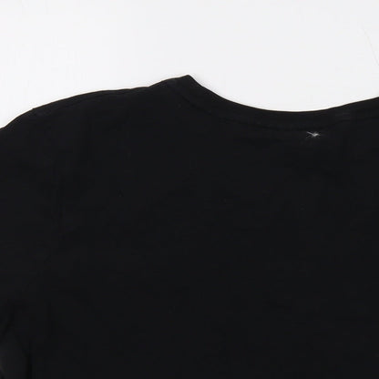 Myprotein Womens Black Cotton Cropped T-Shirt Size L Crew Neck