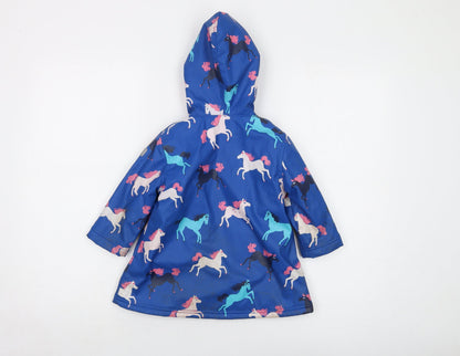 Hatley blu Girls Gold Rain Coat Coat Size 2 Years Snap