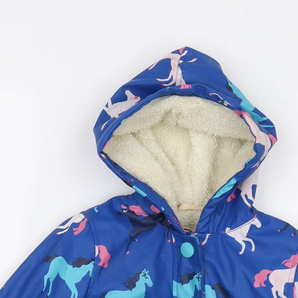 Hatley blu Girls Gold Rain Coat Coat Size 2 Years Snap