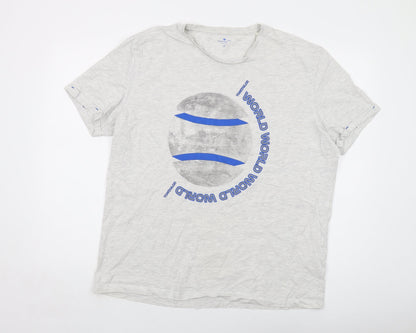 TOM TAILOR Mens Grey Cotton T-Shirt Size 3XL Crew Neck