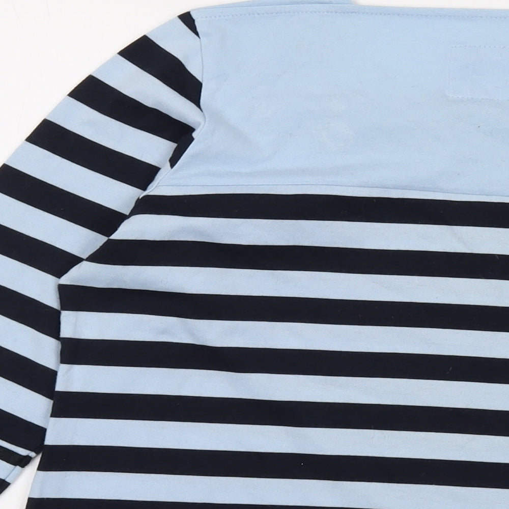 Alice Collins Womens Blue Striped Cotton Basic T-Shirt Size 12 Square Neck