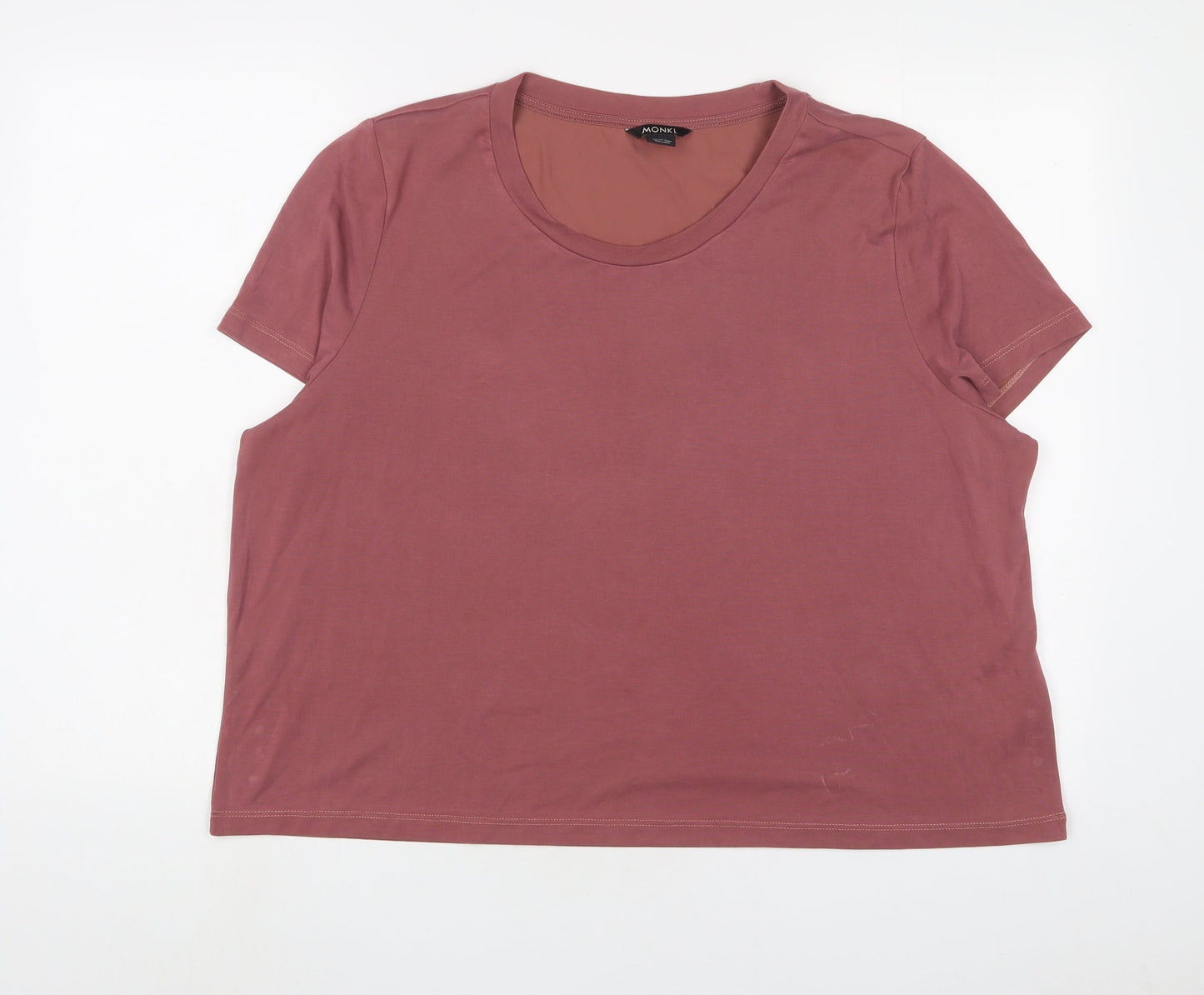 Womens UK Size 2XL Monki Pink Basic T-Shirt