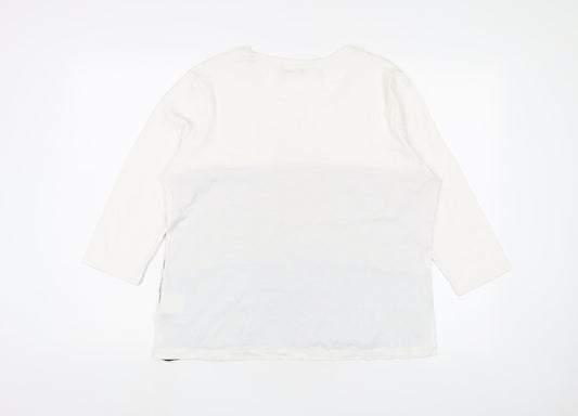 Oscar B. Womens Multicoloured Striped Cotton Basic T-Shirt Size XL Crew Neck