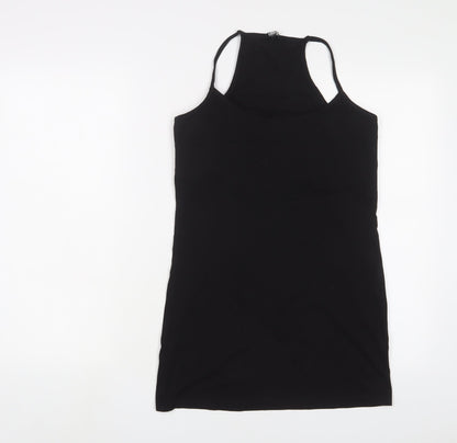 ASOS Womens Black Cotton Basic Tank Size 14 Scoop Neck Pullover