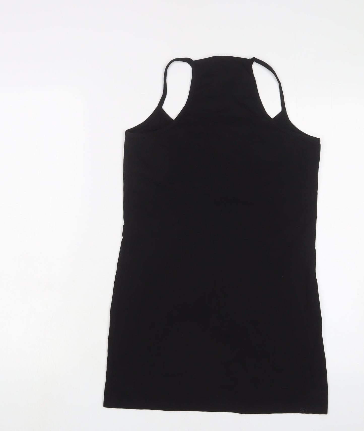 ASOS Womens Black Cotton Basic Tank Size 14 Scoop Neck Pullover