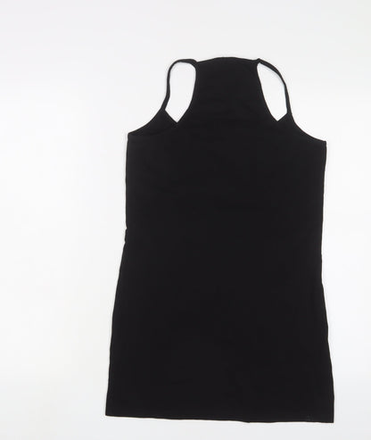 ASOS Womens Black Cotton Basic Tank Size 14 Scoop Neck Pullover