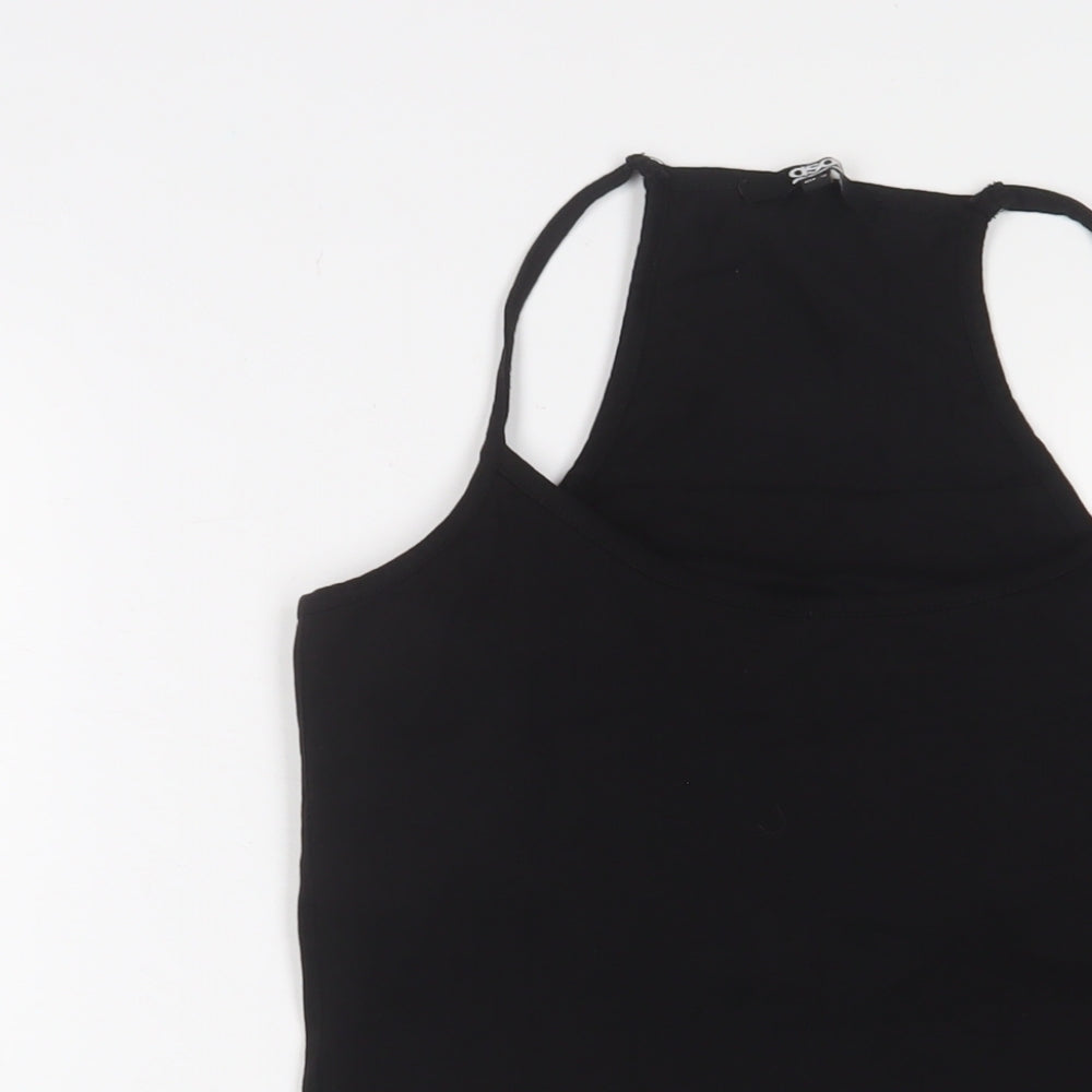 ASOS Womens Black Cotton Basic Tank Size 14 Scoop Neck Pullover
