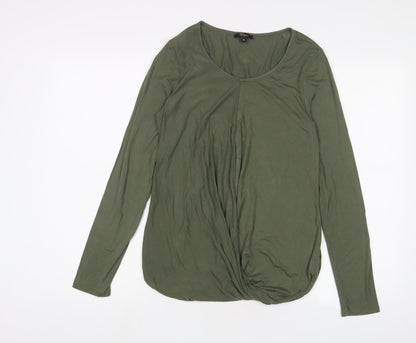 Cupio Womens Green Viscose Basic T-Shirt Size M Scoop Neck