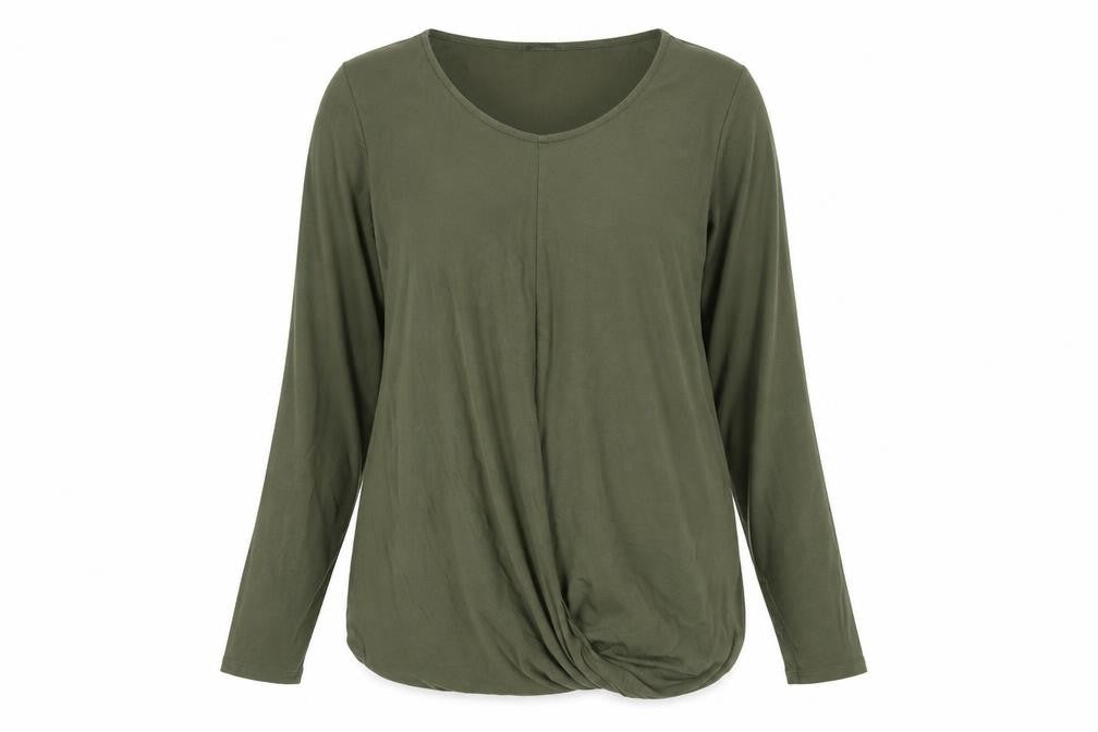Cupio Womens Green Viscose Basic T-Shirt Size M Scoop Neck