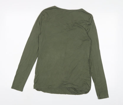 Cupio Womens Green Viscose Basic T-Shirt Size M Scoop Neck