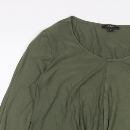 Cupio Womens Green Viscose Basic T-Shirt Size M Scoop Neck