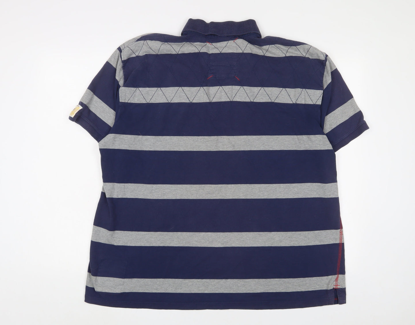 NEXT Mens Blue Striped Cotton Polo Size 2XL Collared Button - Embroidered