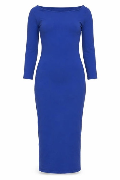Miso Womens Blue Viscose Bodycon Size 8 Boat Neck Pullover