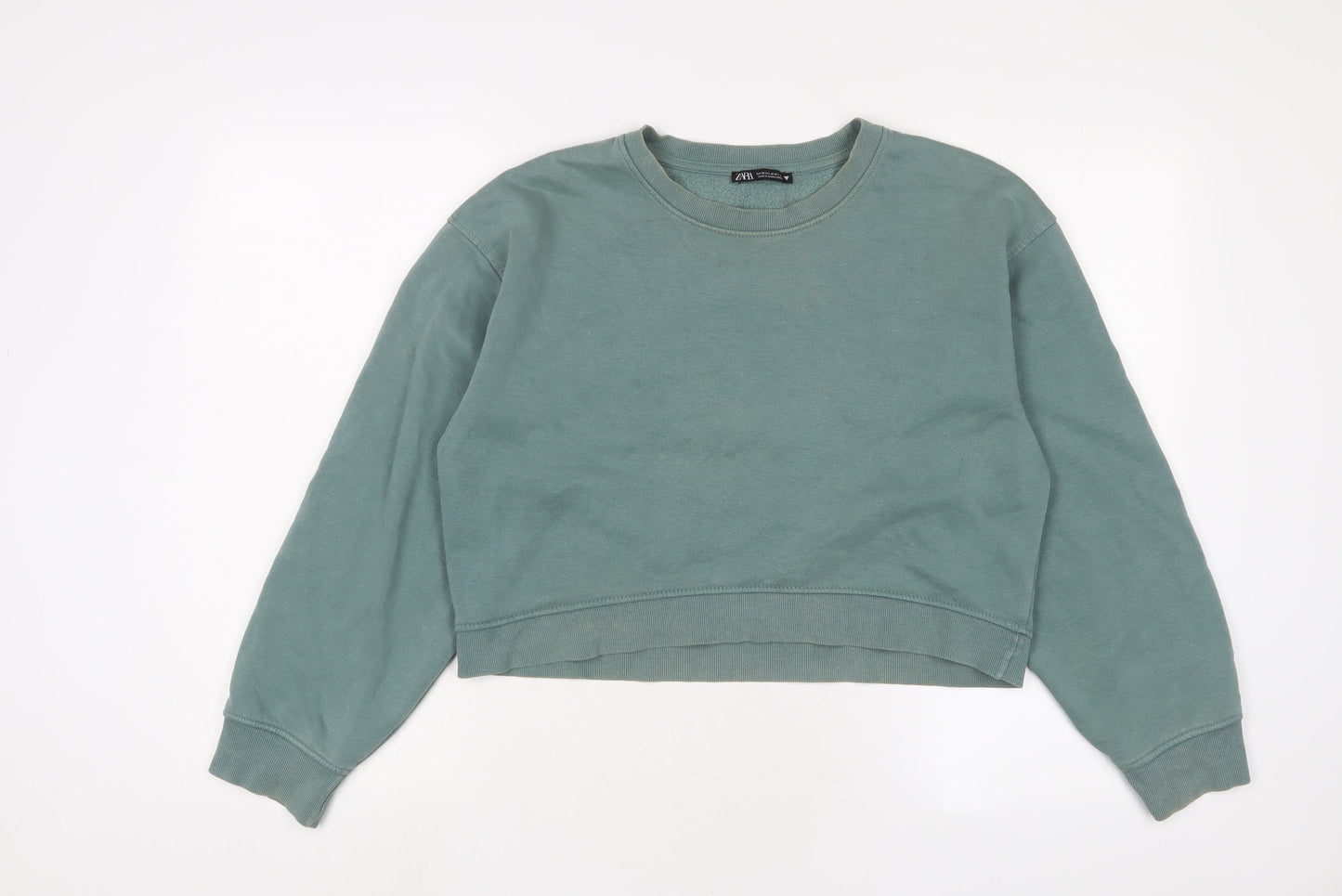 Zara Womens Blue Cotton Pullover Sweatshirt Size M Pullover