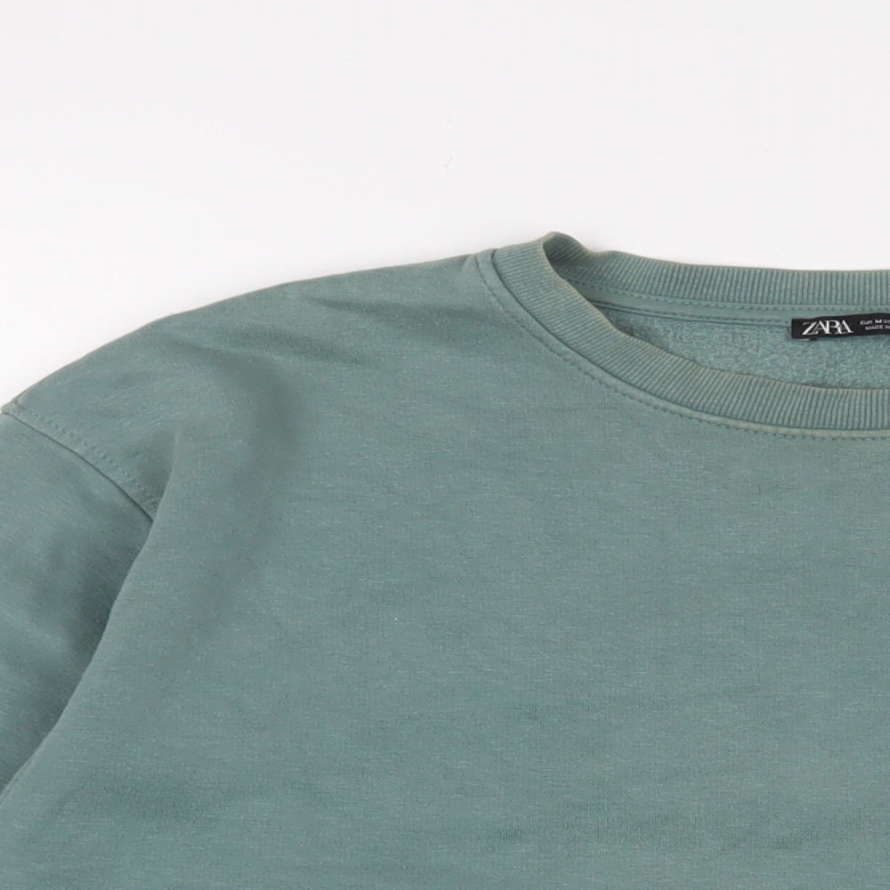 Zara Womens Blue Cotton Pullover Sweatshirt Size M Pullover