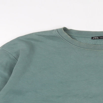 Zara Womens Blue Cotton Pullover Sweatshirt Size M Pullover