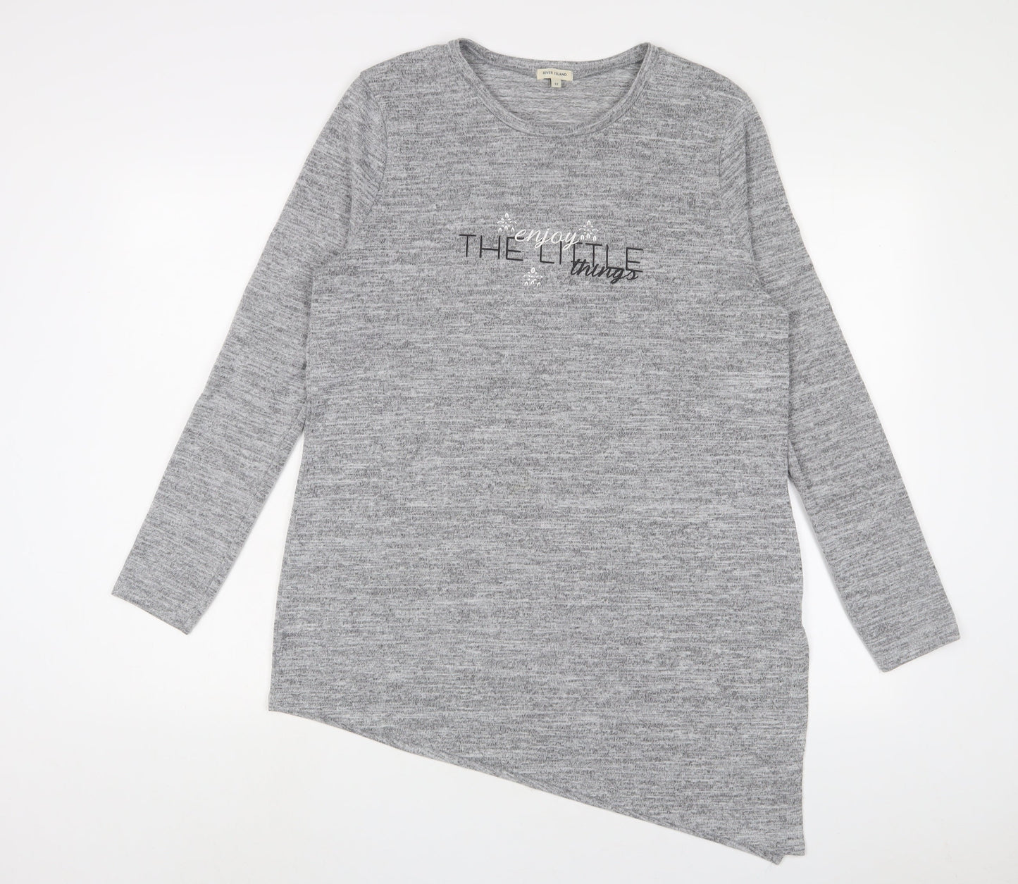 Womens UK Size 12 River Island Grey Basic T-Shirt