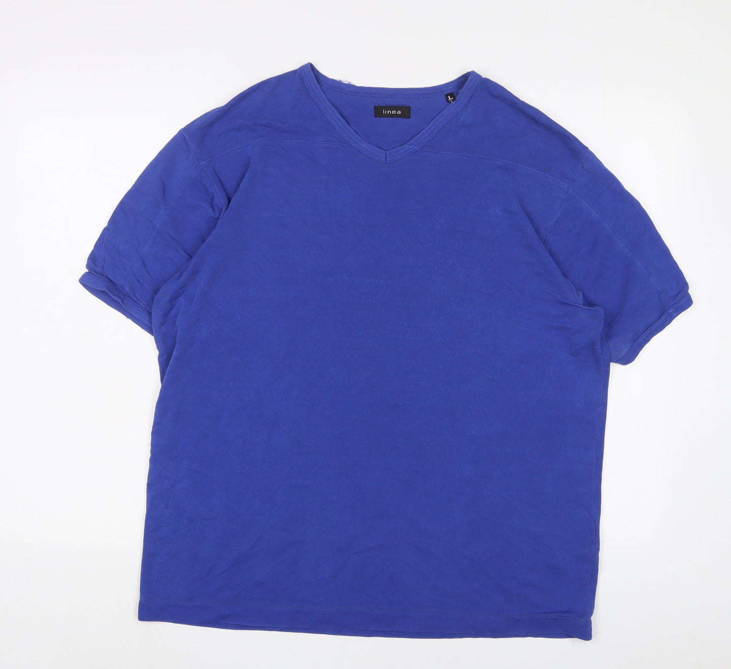 Womens UK Size L Linea Blue Basic T-Shirt