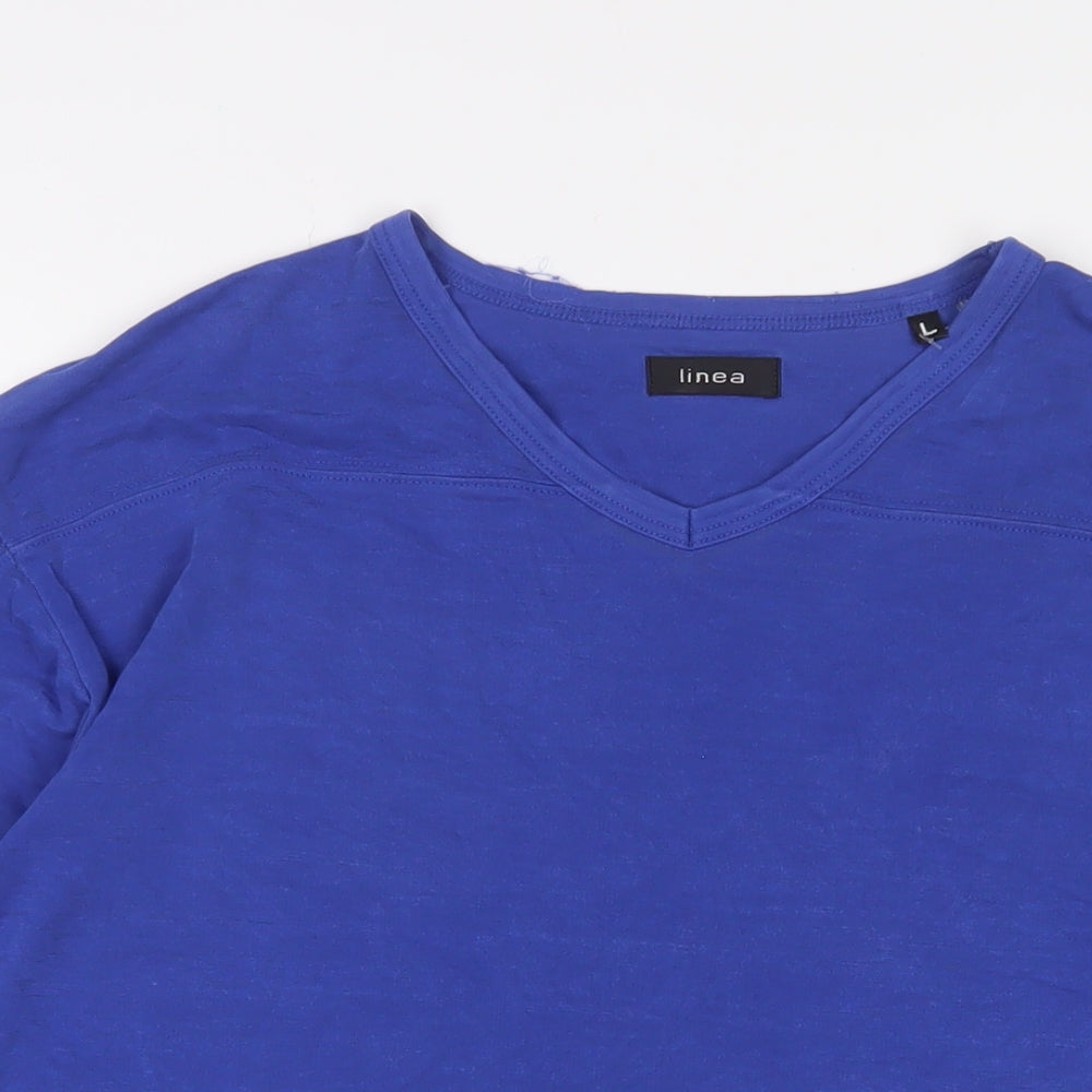 Womens UK Size L Linea Blue Basic T-Shirt