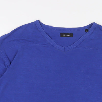 Womens UK Size L Linea Blue Basic T-Shirt