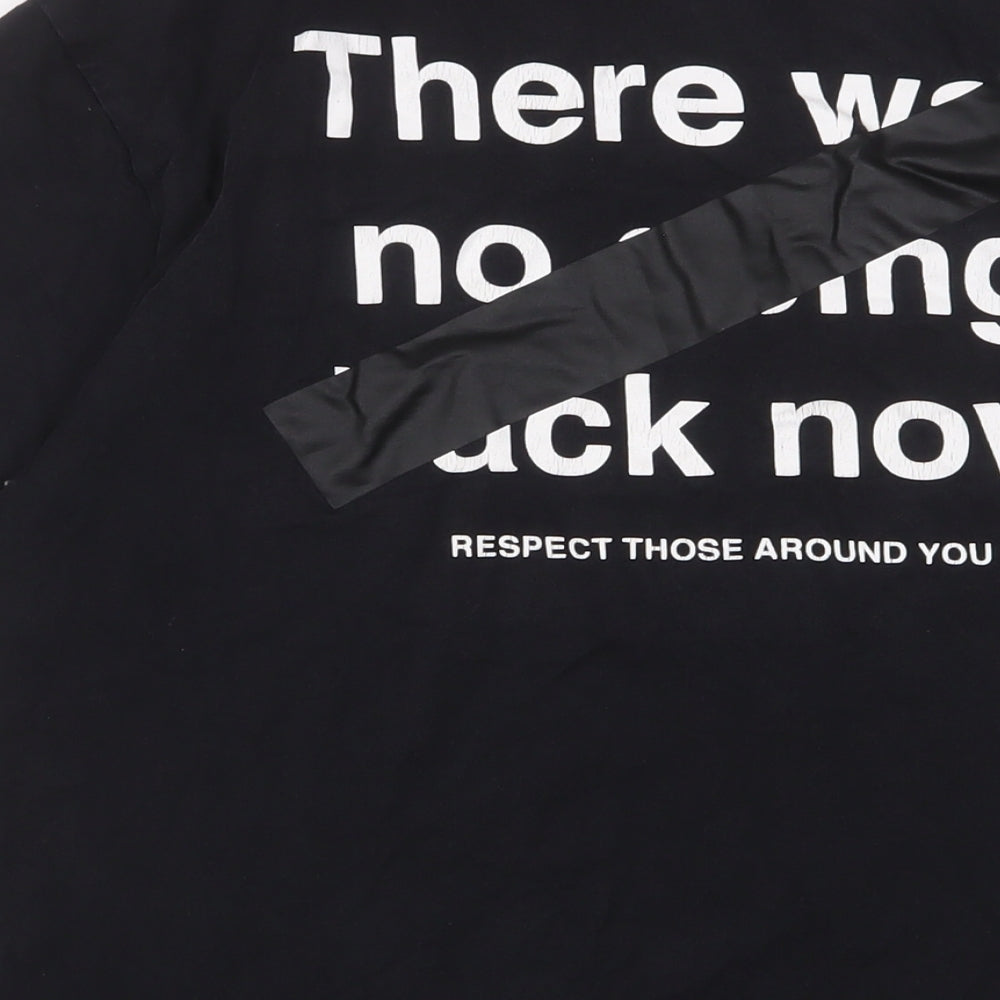 Zara Mens Black Cotton T-Shirt Size M Crew Neck