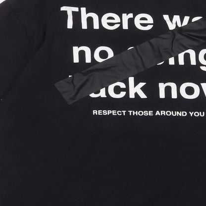 Zara Mens Black Cotton T-Shirt Size M Crew Neck