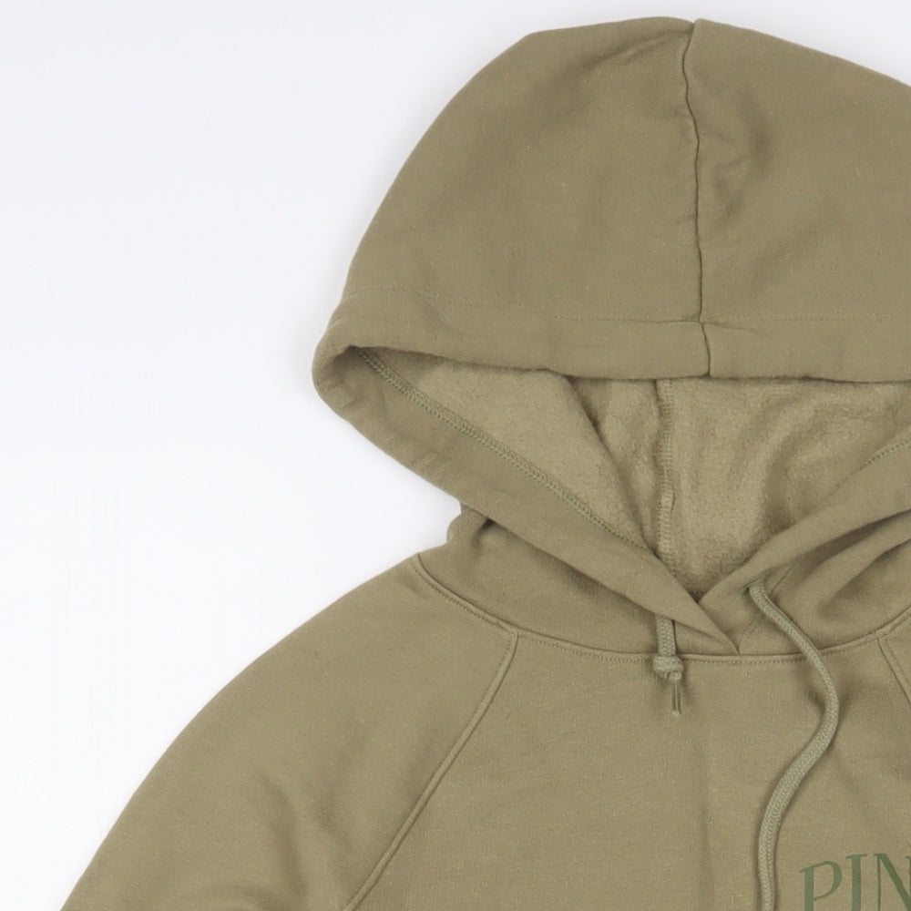 PINK Womens Green Cotton Pullover Hoodie Size S Pullover