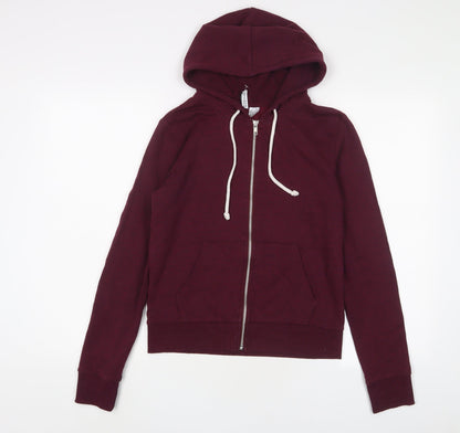 H&M Womens Red Cotton Full Zip Hoodie Size S Zip