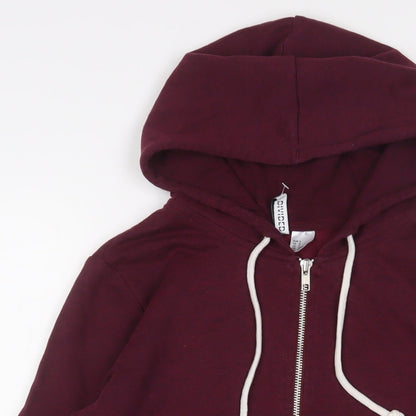 H&M Womens Red Cotton Full Zip Hoodie Size S Zip