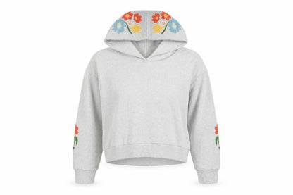 Next Womens Grey Floral Cotton Pullover Hoodie Size 8 Pullover - Embroidered