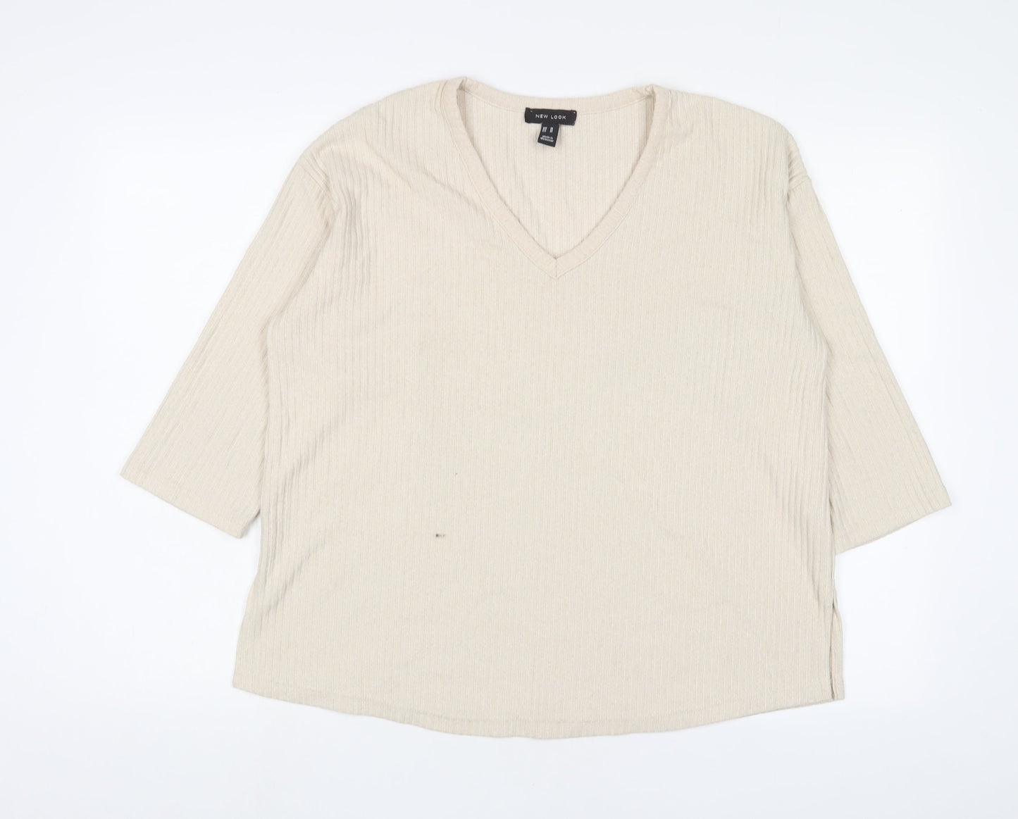 Womens UK Size M New Look Beige Basic T-Shirt