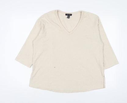 Womens UK Size M New Look Beige Basic T-Shirt
