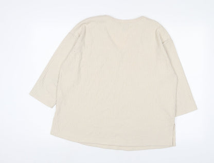Womens UK Size M New Look Beige Basic T-Shirt