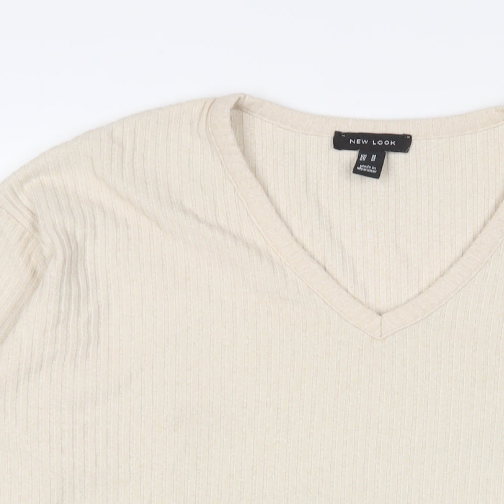 Womens UK Size M New Look Beige Basic T-Shirt