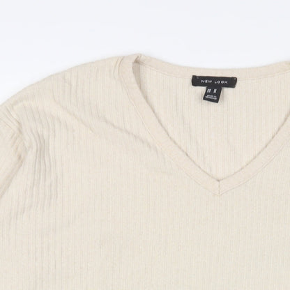 Womens UK Size M New Look Beige Basic T-Shirt