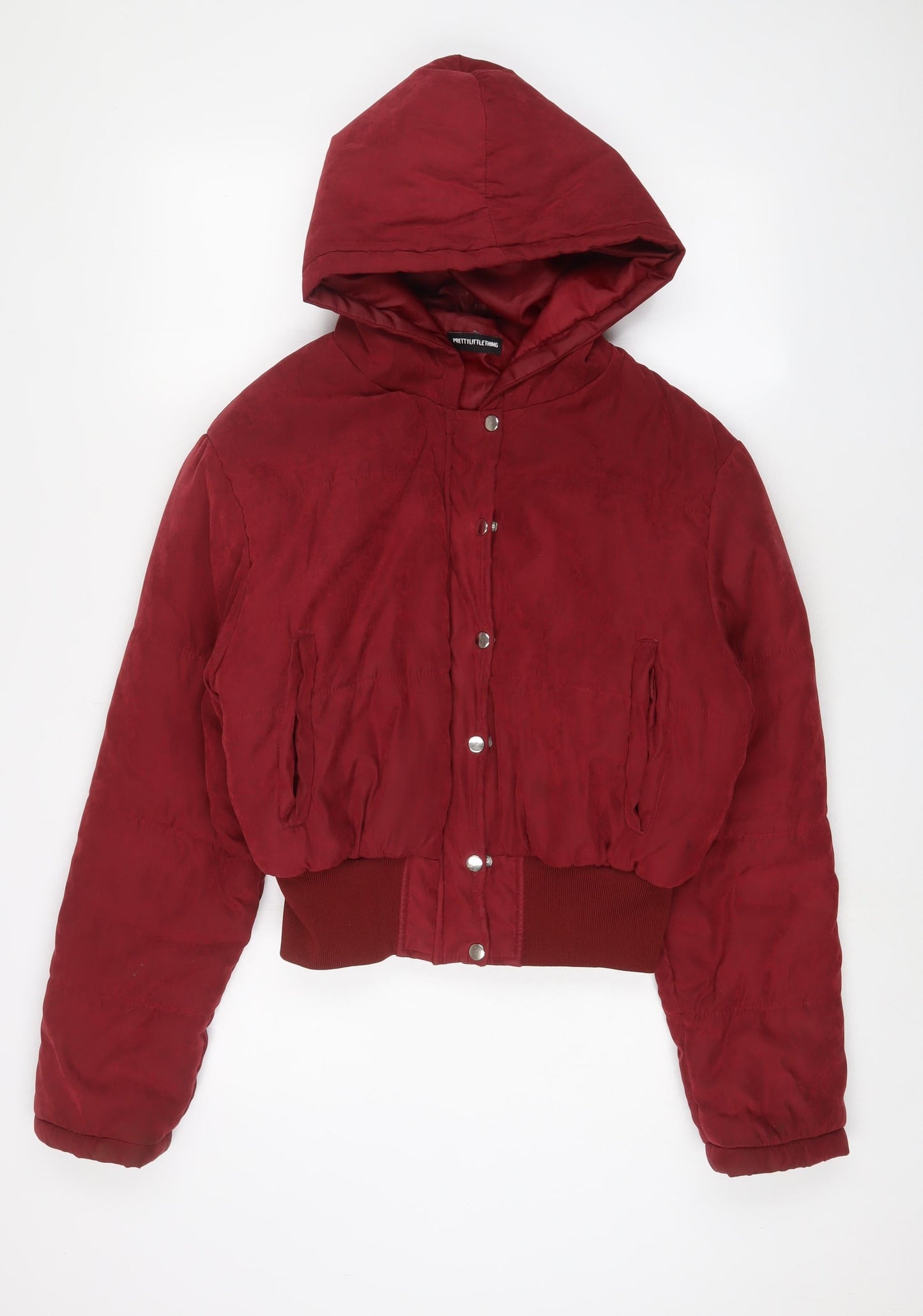 Womens UK Size 14 PRETTYLITTLETHING Red Quilted Coat